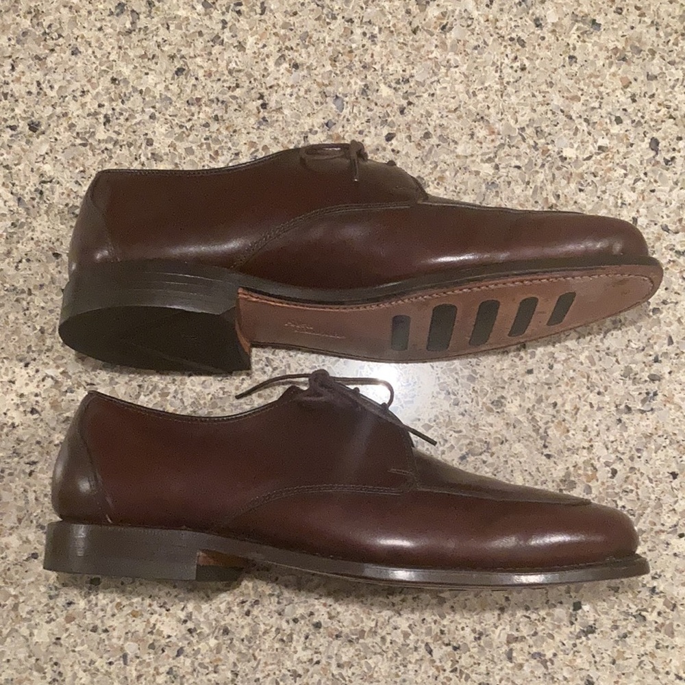 Size 7.5 EEE Allen Edmonds Burton Blucher Shoes Brown Leather - Picture 4 of 11
